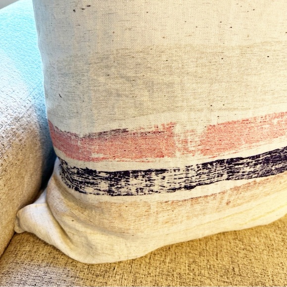 Sugarboo Designs Linen Striped Pillow Rare Decorative Large Beachy Boho Coastal - Picture 3 of 10